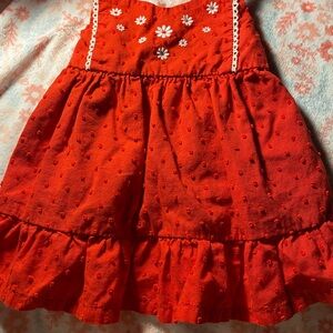 Carter's Red Embroidered Kids Dress